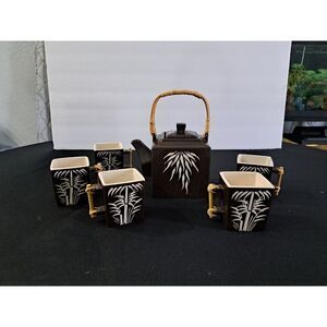 Vietnamese Vintage Brown‎ Teapot, Stone Ware, Unique Square Teapot from Asia